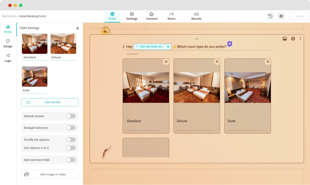 Bilder zu Ihrem Buchungsformular hinzufügen