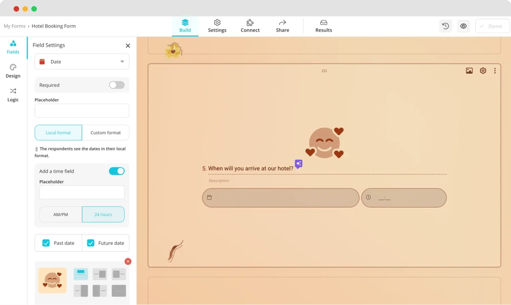 Fügen Sie Ihrem Buchungsformular Datum und Uhrzeit hinzu.