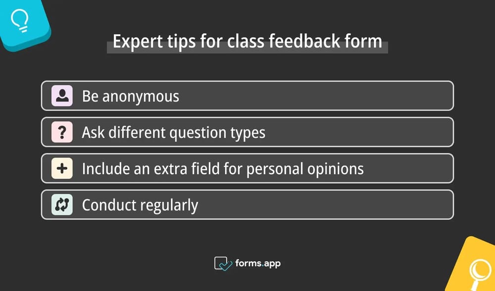 Dicas de especialistas para formulários de feedback da classe