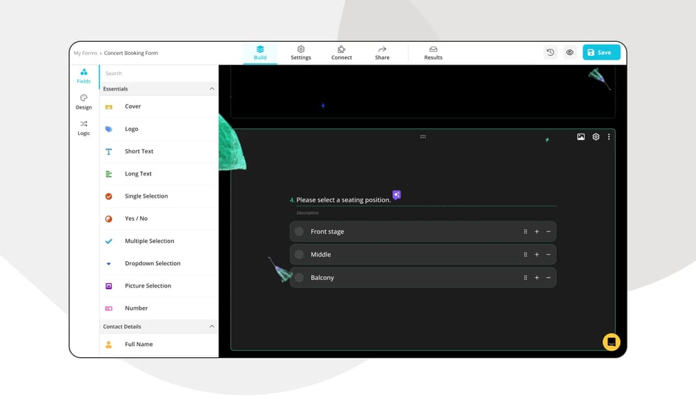 Add your form questions
