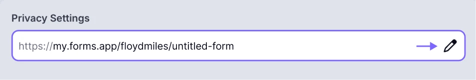 An image showing the part of the URL that can be edited once you click the Pencil icon