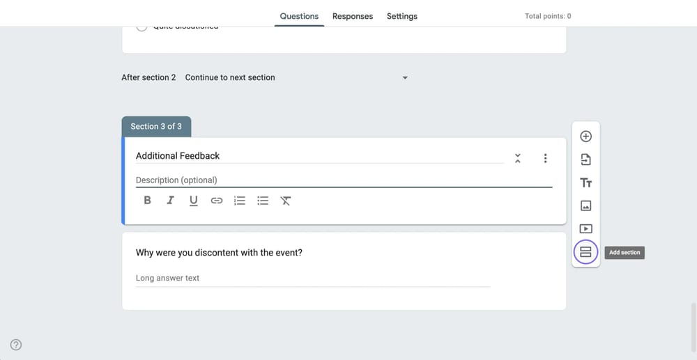 Sağdaki kayan menüden “Bölüm ekle” seçeneği