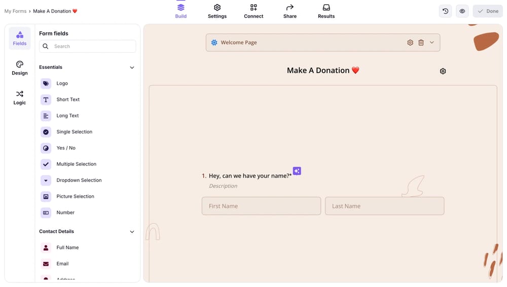 forms.app'in sürükle ve bırak form düzenleyicisi