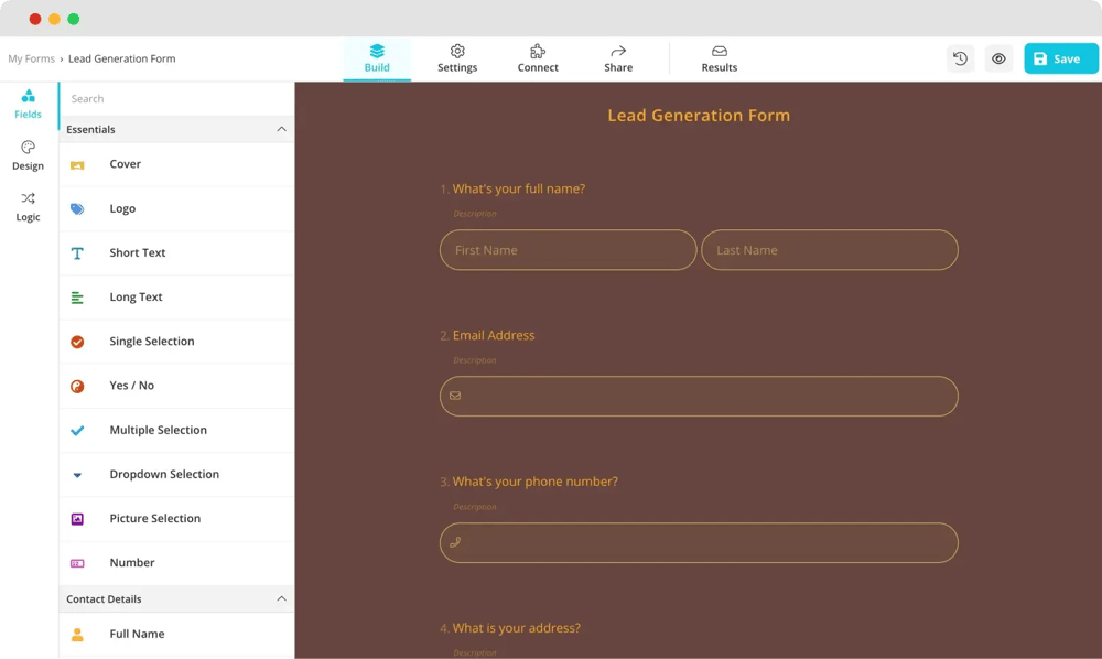 Add essential fields to your form