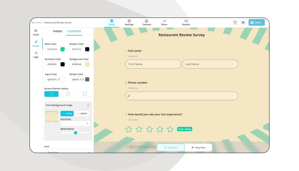 Anketinizin tasarımını özelleştirin