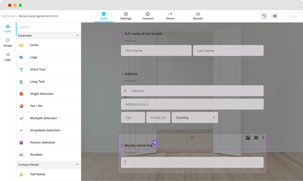 Agregar los campos esenciales
