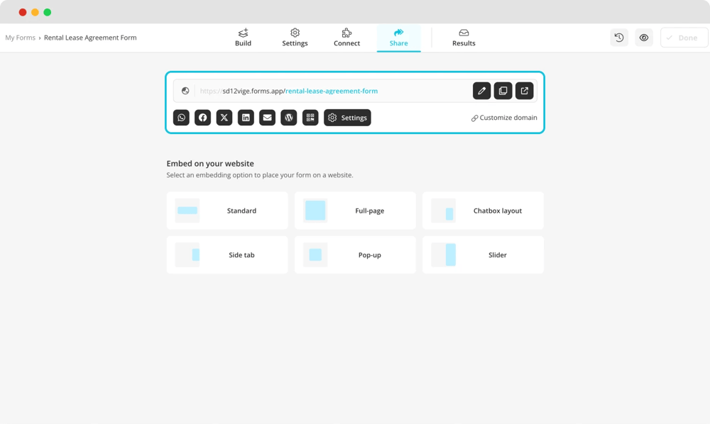 Compartir su formulario