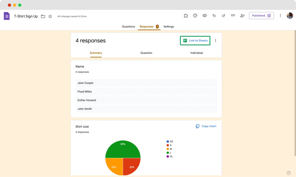 Link seu formulário