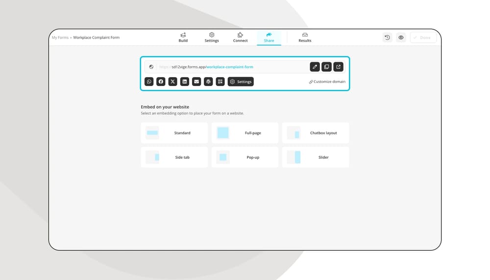 Compartilhe seu formulário