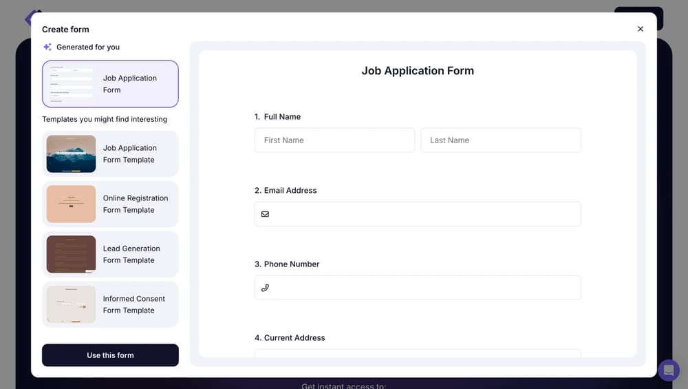 Generate your application form with AI