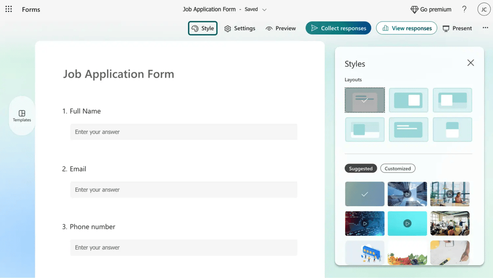 Customize the look of the application form