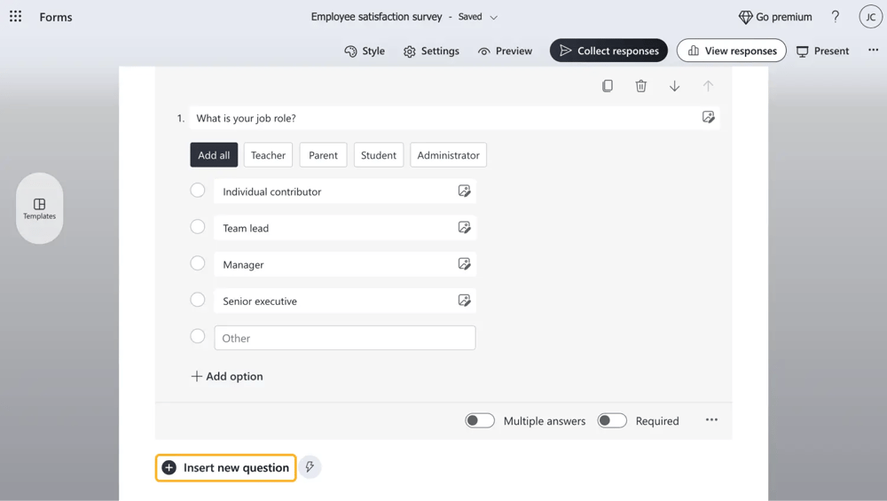 Fragen bearbeiten oder hinzufügen