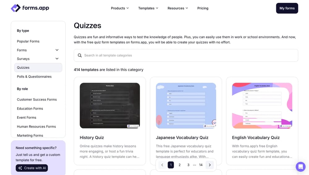 Check ready quiz templates