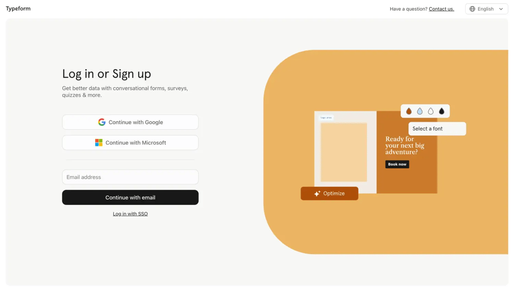 Typeform hesabınızı açın