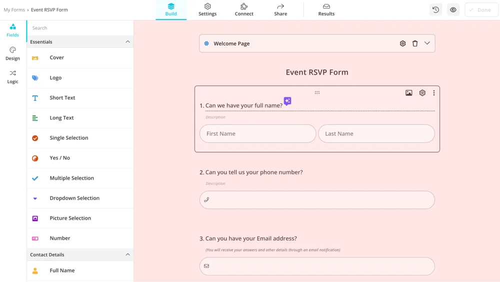 RSVP formunuza soru ekleyin