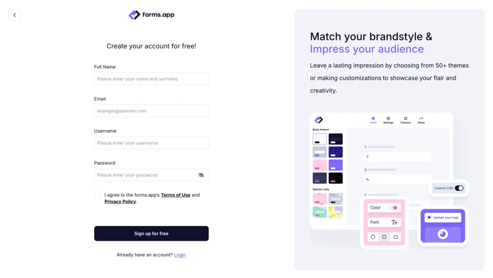 An image showing the page appearing, where you can enter your details manually after clicking the “Sign Up With Email” button
