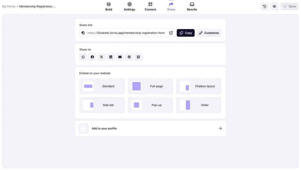 An image showing how you can access the “Share” section to check all the sharing options