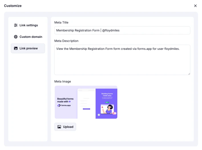 An image showing the “Link preview” section and the options there you can adjust