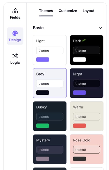 An image showing how you can access the “Themes” menu from the “Design” section