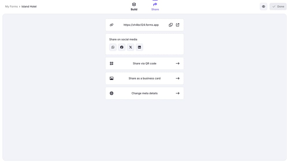 An image showing the sharing options you have when you access the “Share” tab