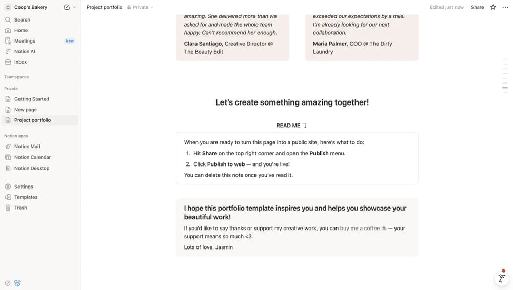 An image showing a “Notion” page where you are going to embed your form