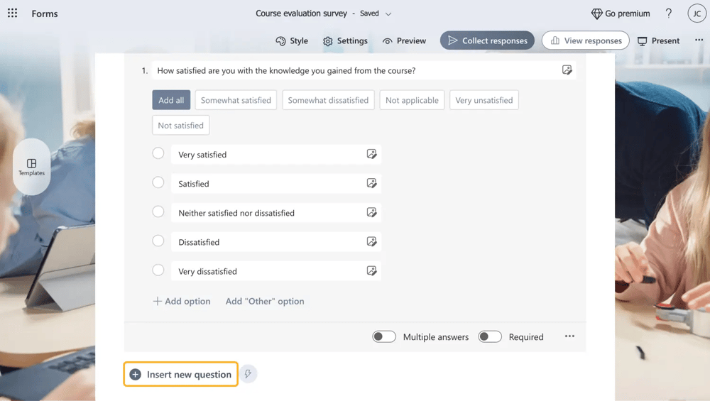 Add questions to your form