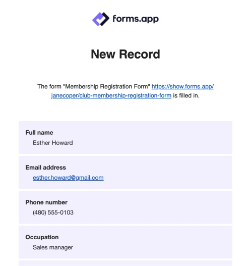 An image showing a customized submitter notification message