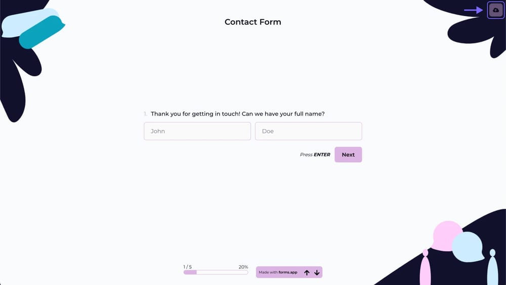 An image showing the Save icon that will appear once you enable the “Allow respondents to save their responses as drafts” option