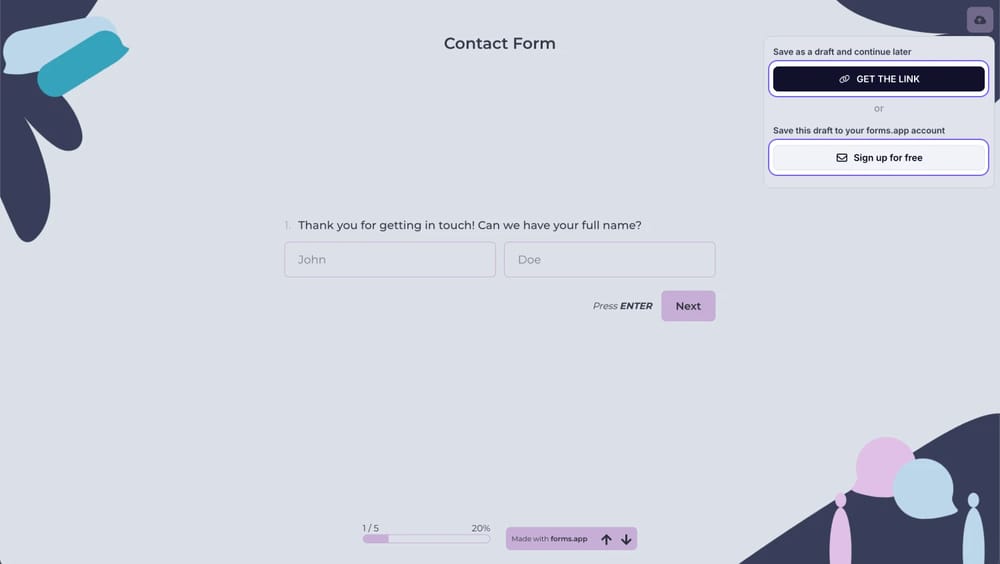 An image showing the save options available when you click the “Save” button in the upper right corner of the form