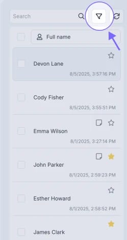 An image highlighting the “Filter” icon, which is located next to the responses search bar