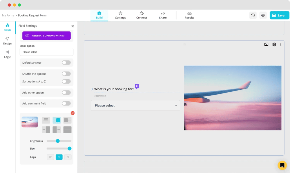 Add images to your booking form