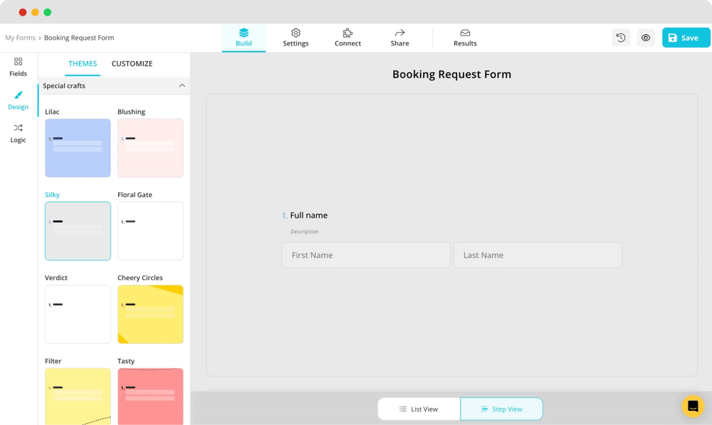 Change the booking form’s design