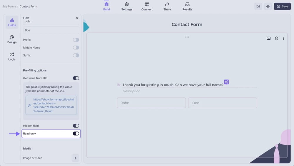 An image showing&nbsp; the “read-only” setting, which you need to enable if you don’t want your respondents to change this answer