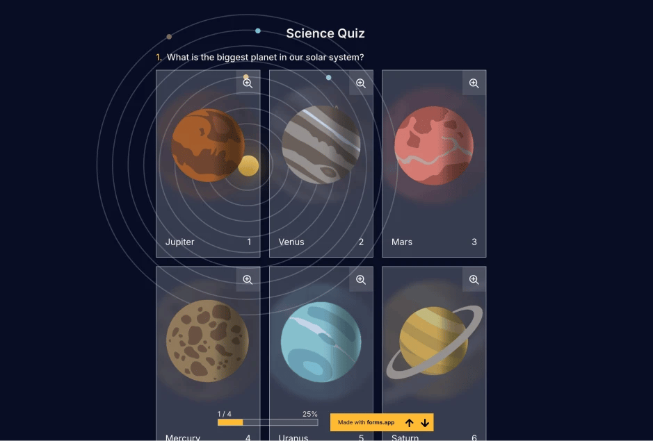 An image showing an example of the applied animated theme to your form