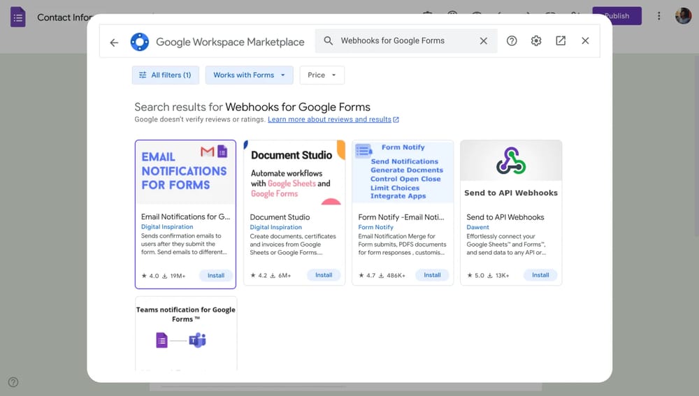Open the webhooks add-on