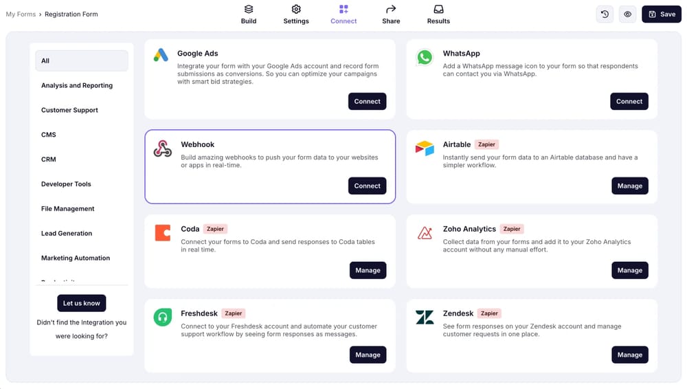 Enable webhook integration