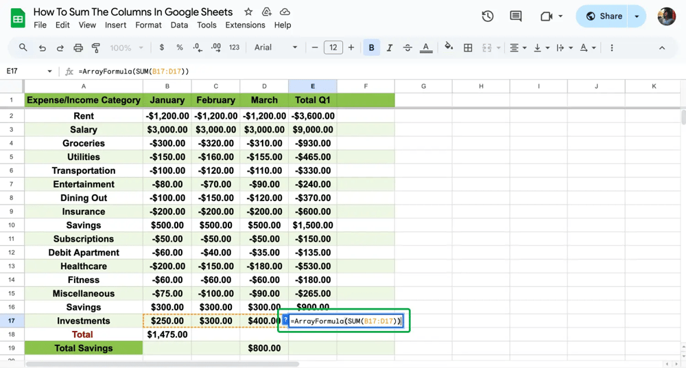 Use the Array formula