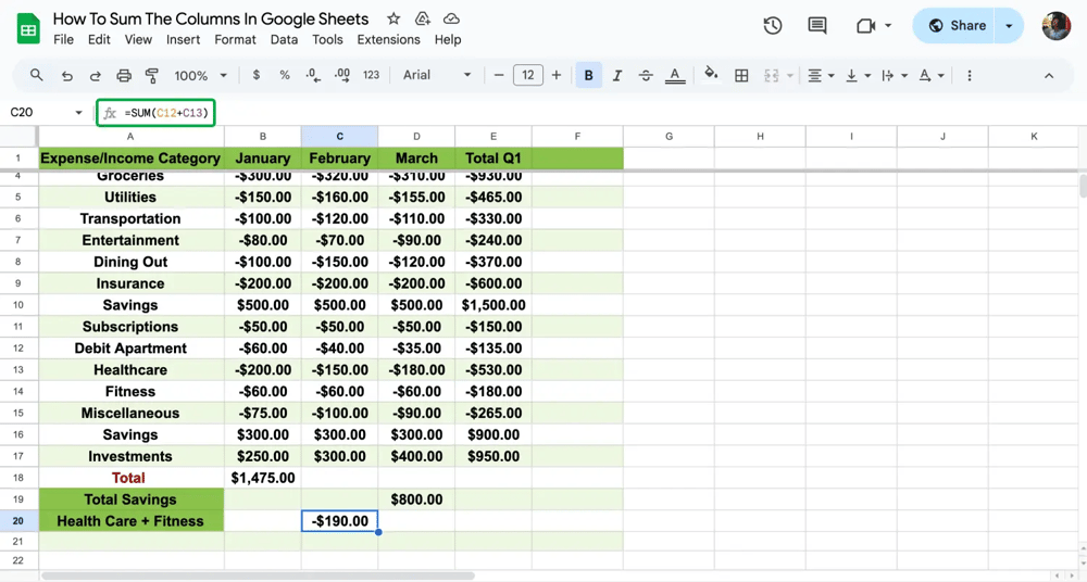 Use cell references in the formula
