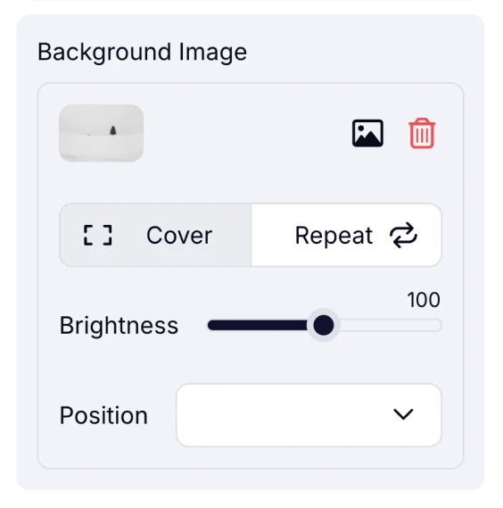 An image showing the settings area from the left menu where you can adjust your background picture