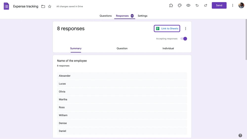 Google Forms ile Google Sheets'i bağlayın