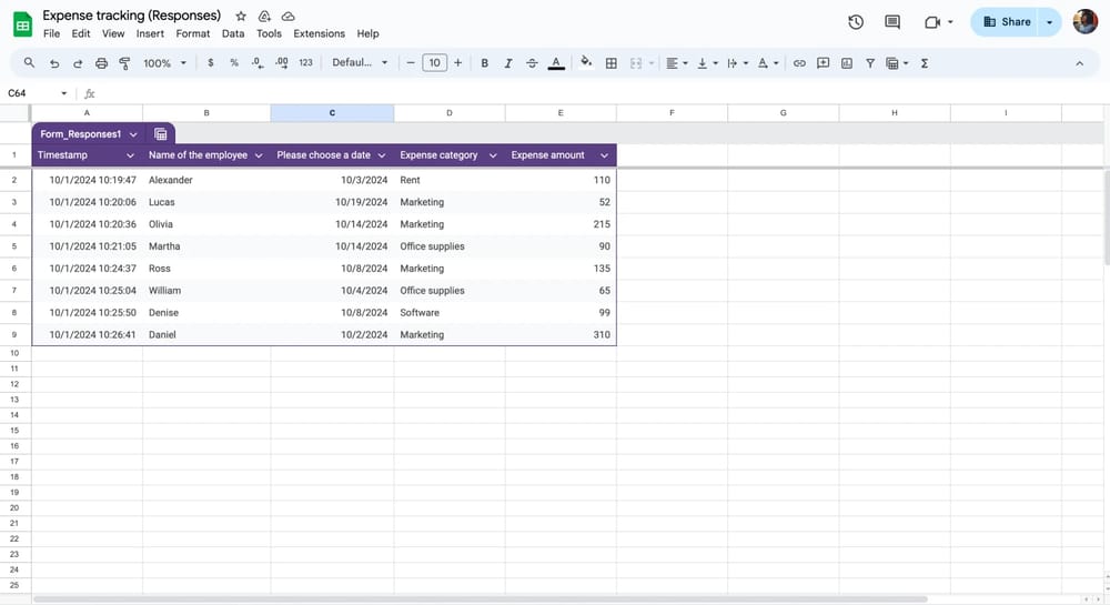 Google Sheets'teki yanıtları kontrol edin