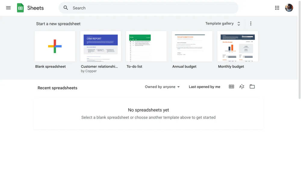Open your Google Sheets account