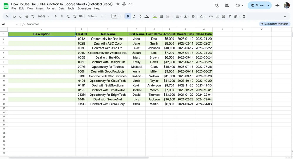 Choose the range of cells