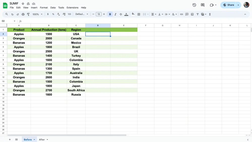 Escolha uma célula para digitar a fórmula