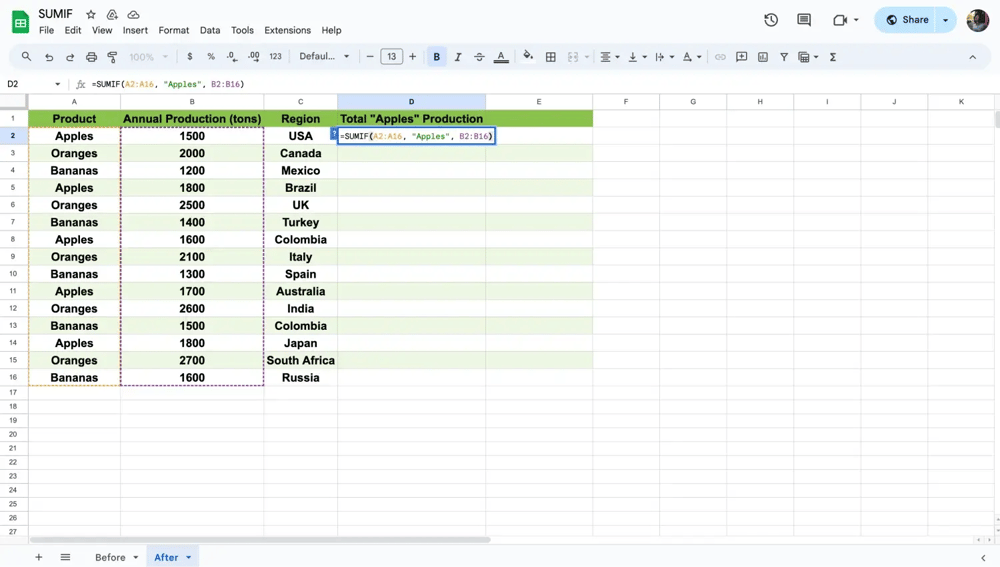 Escolha uma célula para digitar a fórmula
