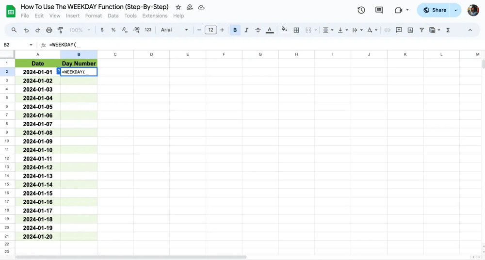 Geben Sie die Formel ein