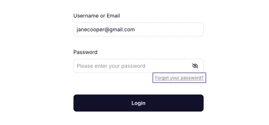 An image showing the Forgot Password button