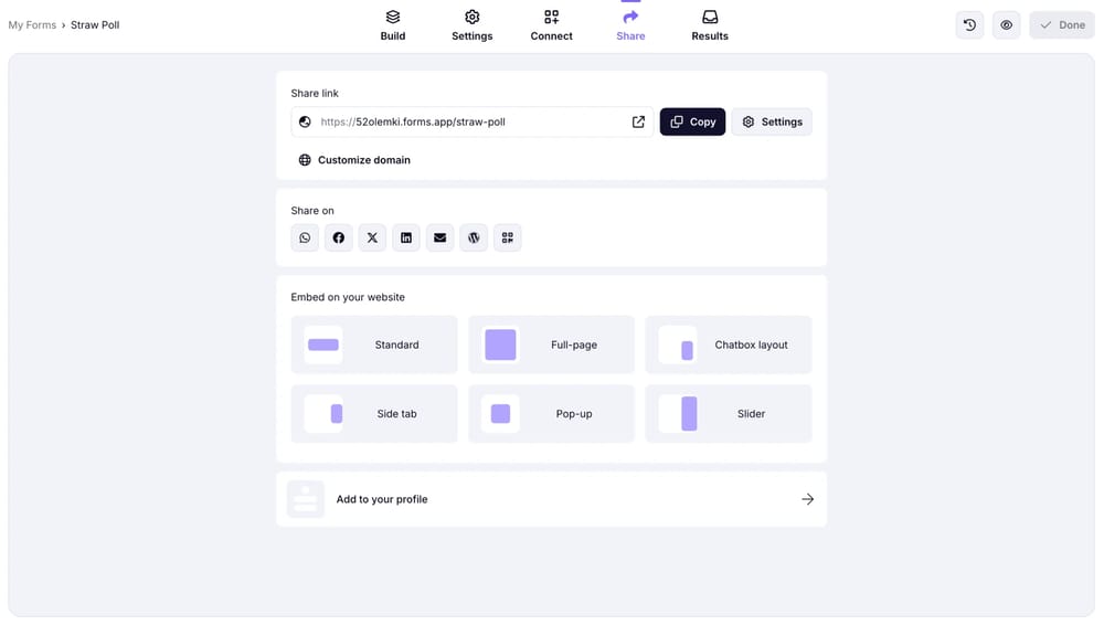 Partagez le sondage comme vous le souhaitez