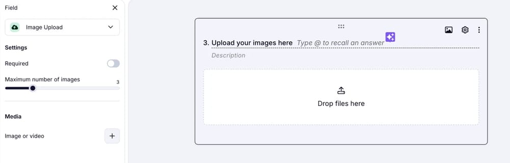 An image showing the field settings you can adjust by accessing the “Image Upload” field settings section