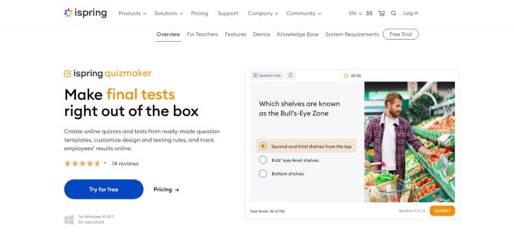 #14 Quizlet alternative - iSpring Quizmaker